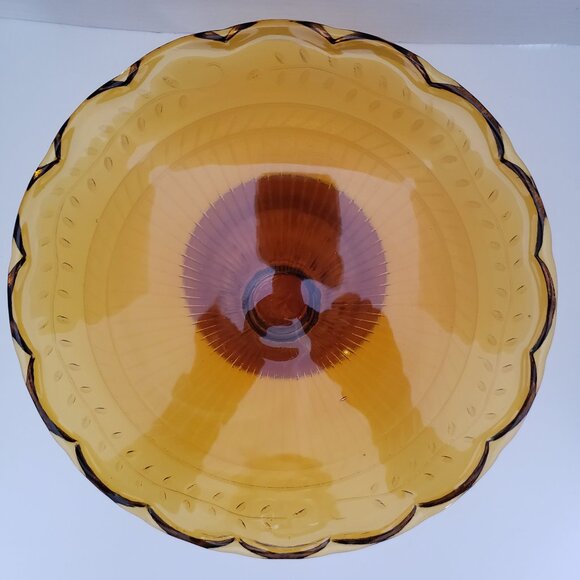 Vintage Other - Vintage Amber glass Pedestal Cake Plate 10" Diameyer